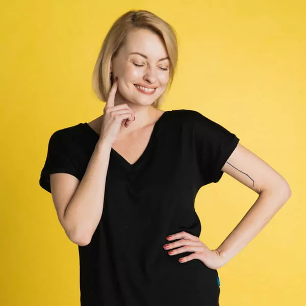 Dámské merino tričko Paterns V, krátký rukáv - Black