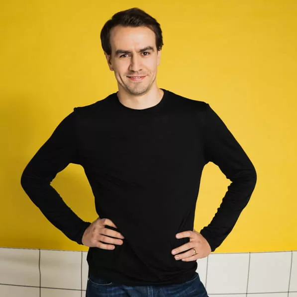 Pánské merino tričko Paterns, dlouhý rukáv - Black