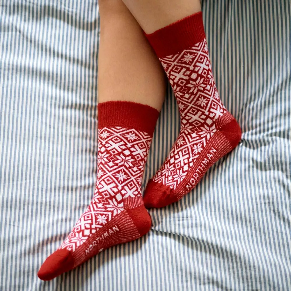 Northman - Fauske merino 2 pack - červená/béžová