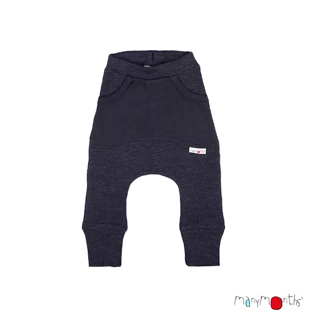 Merino kalhoty s klokaní kapsou ManyMonths - Foggy Black