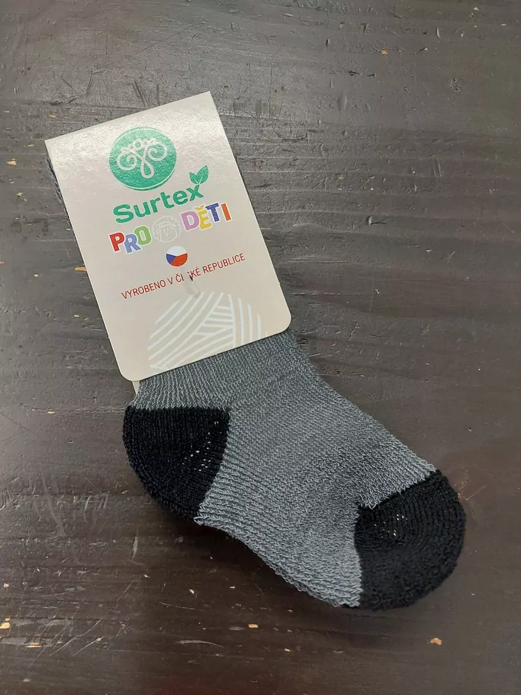 Surtex merino ponožky BABY - šedo/černé 10- 11 cm