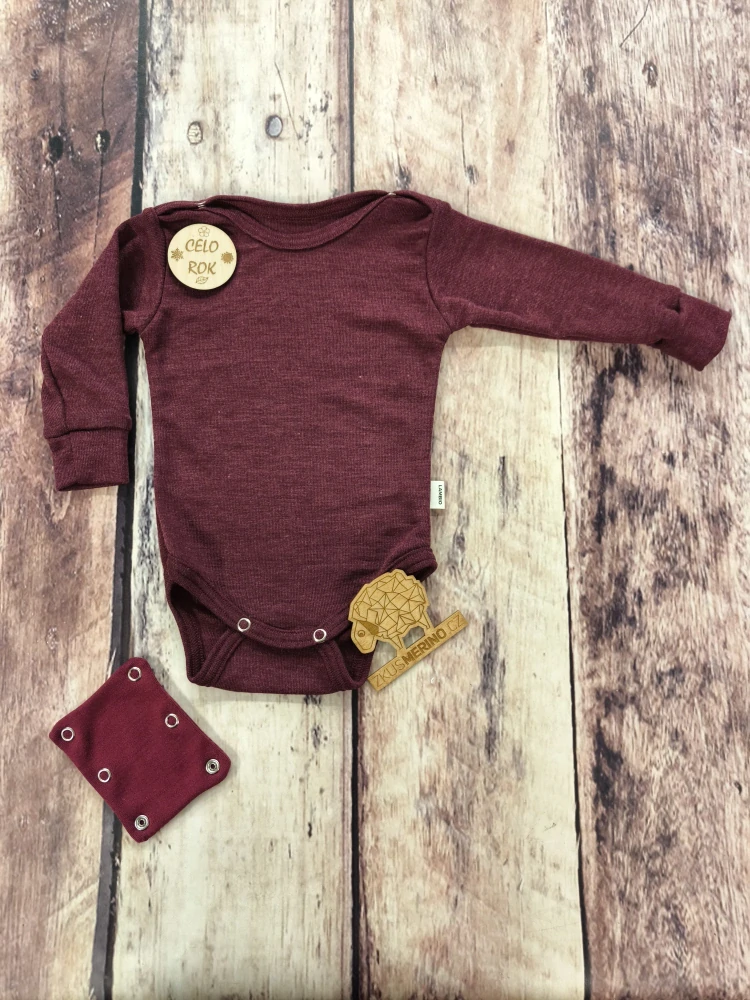 Rostoucí celoroční MERINO/HEDVÁBÍ body Lambio, DR - Bordó*