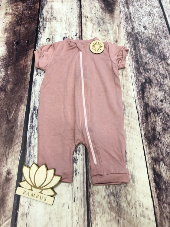 Rostoucí BAMBUSOVÝ overal Lambio, krátký - Dusty rose