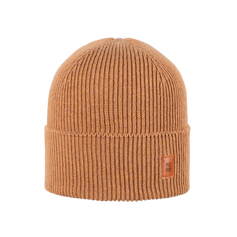 Merino žebrovaná čepice Pure Pure - Caramel
