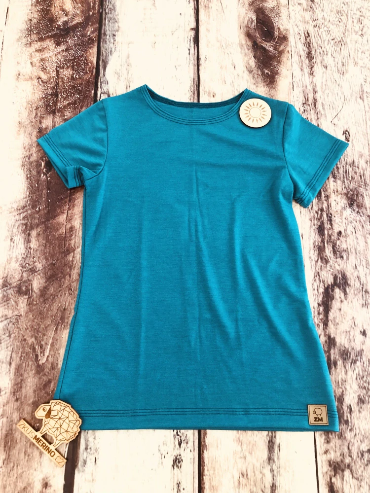 Letní junior MERINO tričko ZM Basic, KR - Petrol