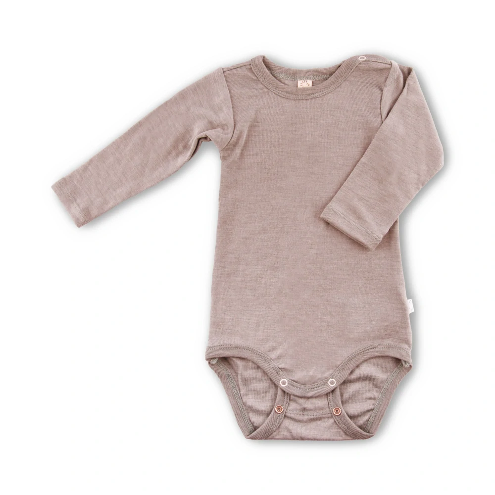 Merino/hedvábí body IoBio, dl.rukáv - Sand melange