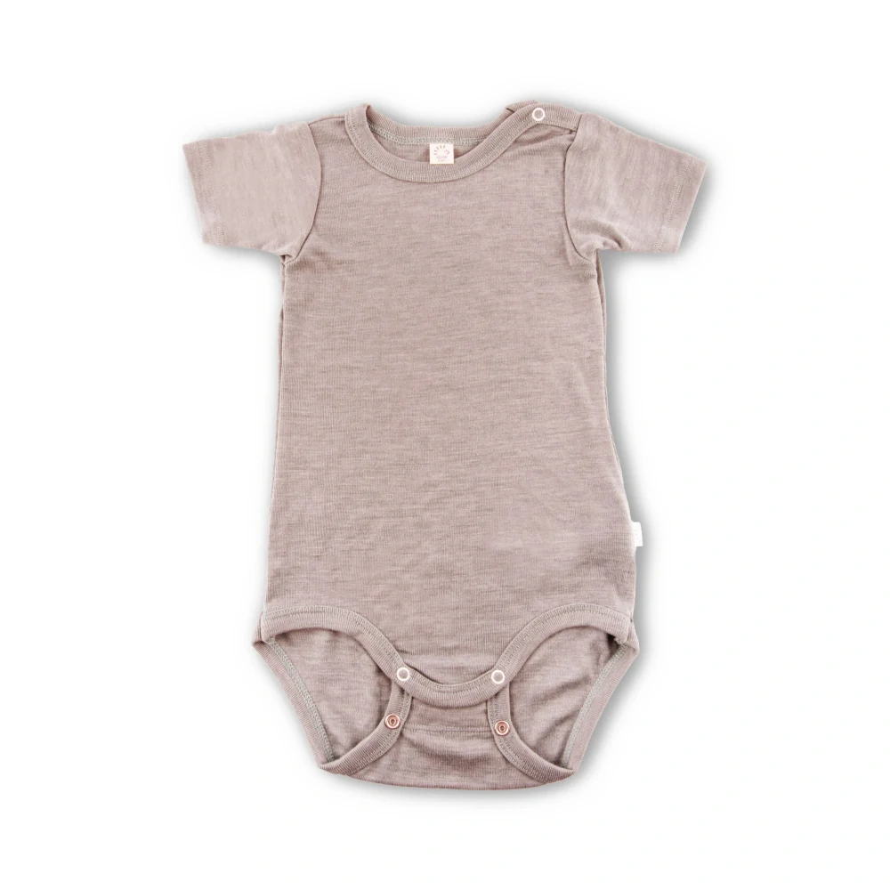 Merino/hedvábí body Iobio, kr. rukáv - Sand melange