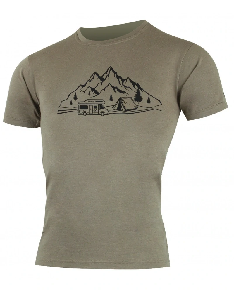 Pánské merino tričko LASTING - ALBI khaki