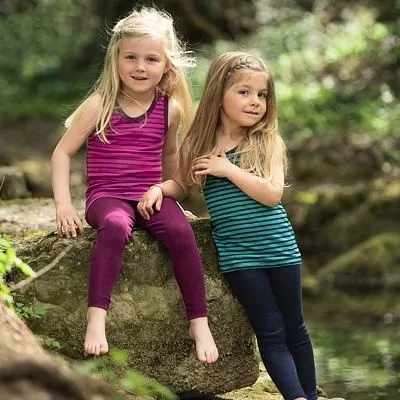 Dětské merino/hedvábí tílko Engel - Ledově modrá/proužek