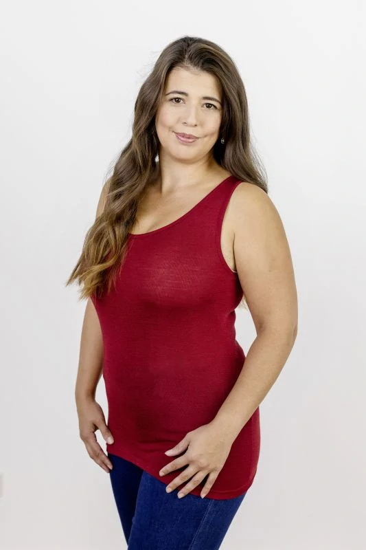 Dámské merino/hedvábí tílko Engel - červená