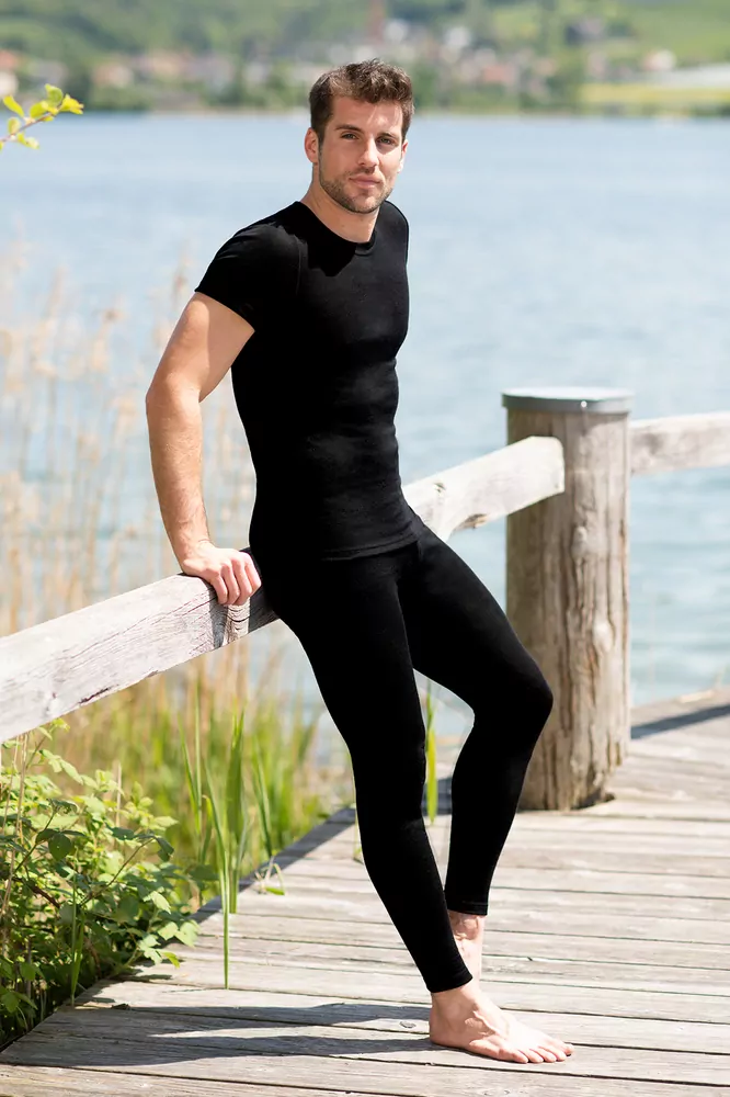 Pánské merino/hedvábí tričko Engel, KR - Černé