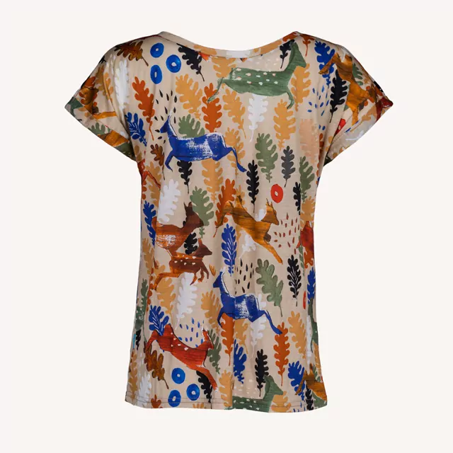 Dámské merino tričko Paterns V, krátký rukáv - Woods