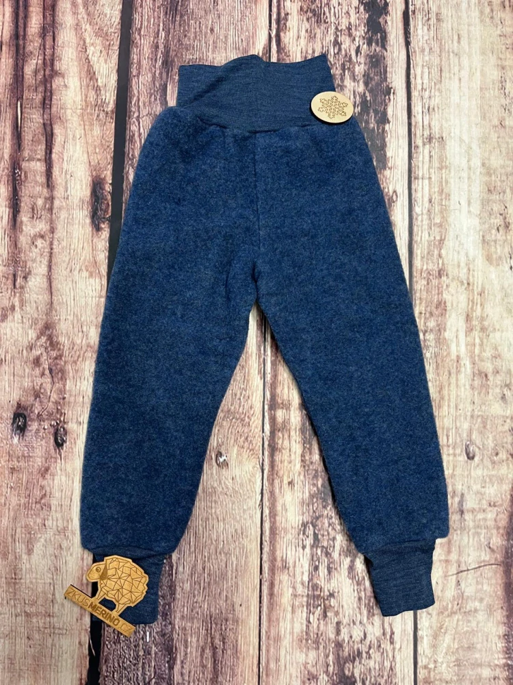 Merino fleece kalhoty Engel - Modrá melanž