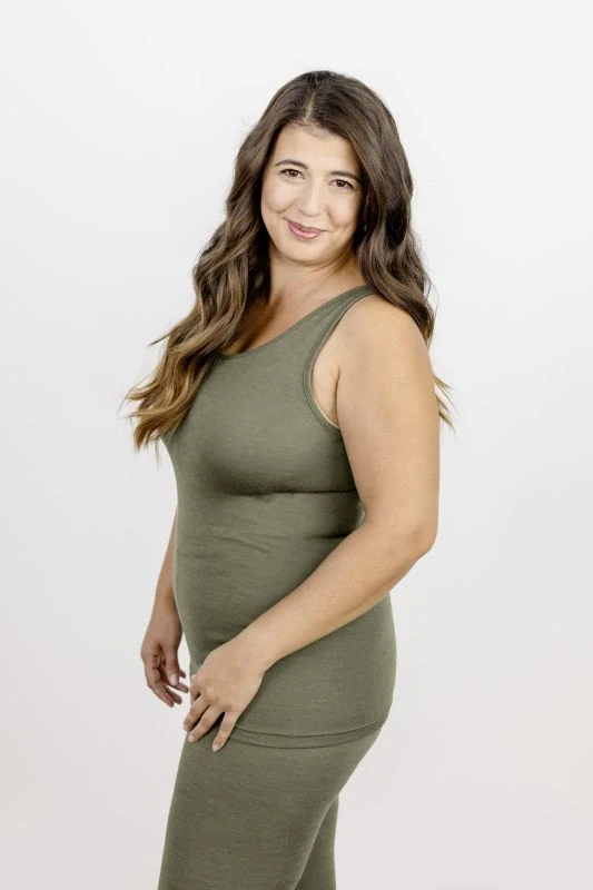 Dámské merino/hedvábí tílko Engel - Oliva