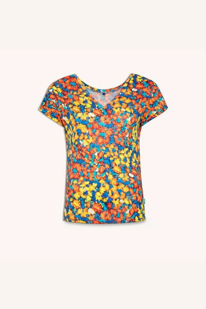 Dámské merino tričko Paterns V, krátký rukáv - Butterfly