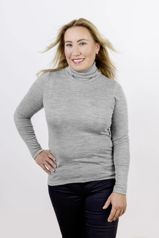 Dámský merino/hedvábí rolák Engel - Světle šedá