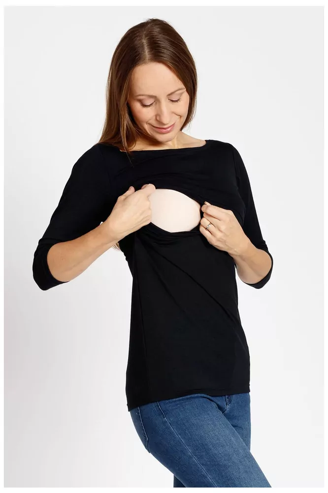 Kojicí tričko Cindy modal - BLACK