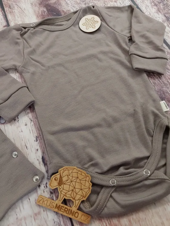 Rostoucí zimní MERINO body Lambio, DR - Oříšek