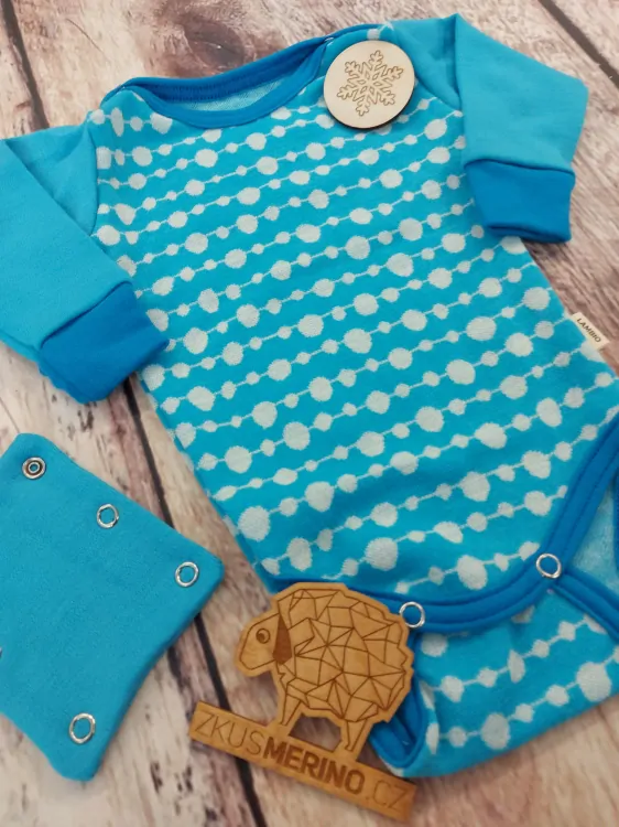 Rostoucí zimní MERINO body Lambio, DR - Korálky tyrkys