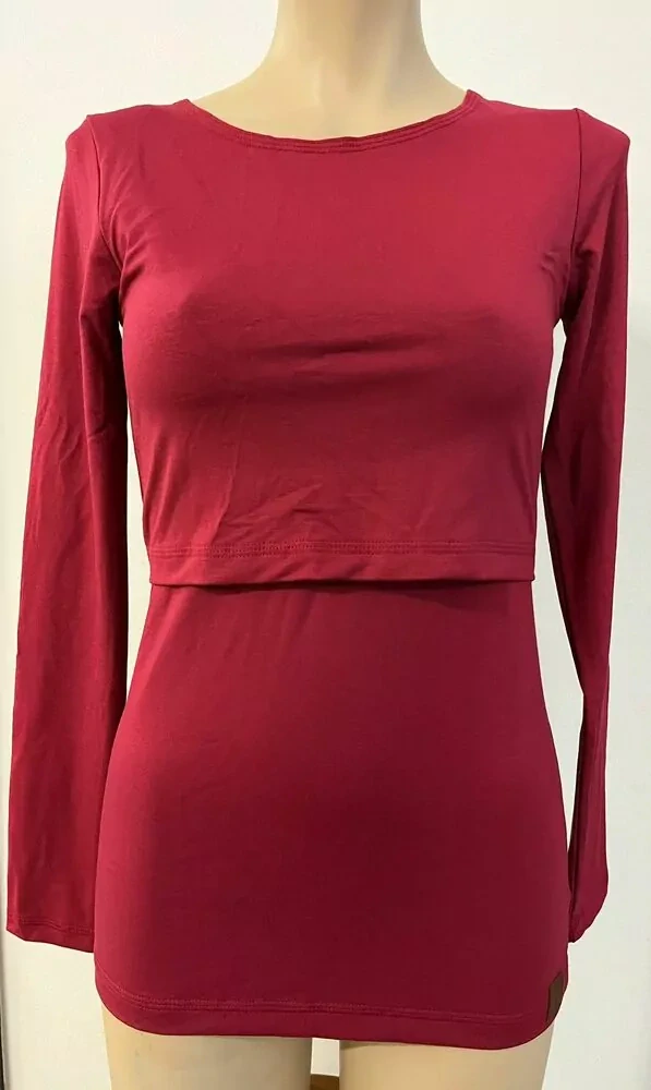 Dámské bambusové kojicí tričko ZM Basic, DR - Vínové