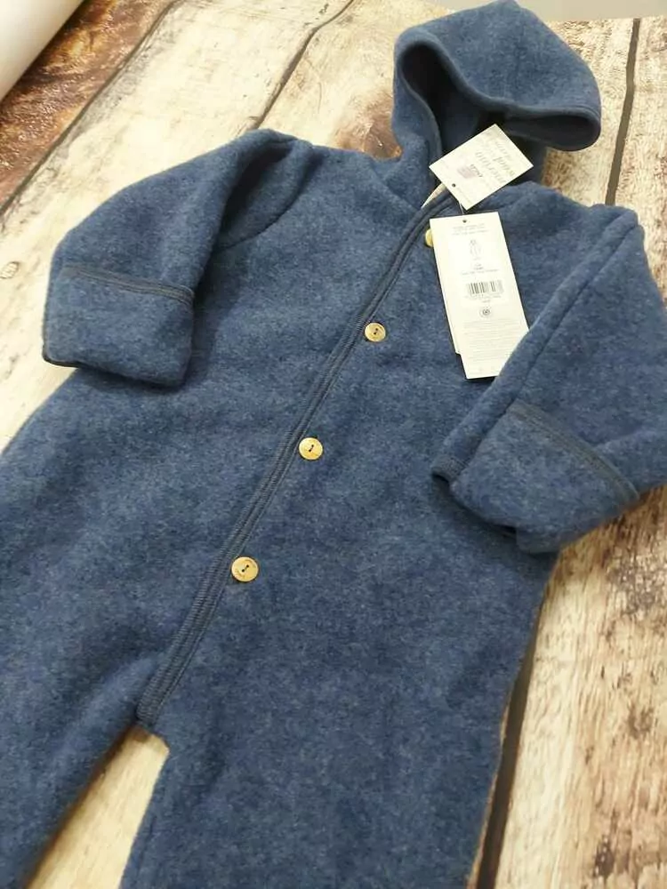 Merino fleece overal Engel - Modrá melanž