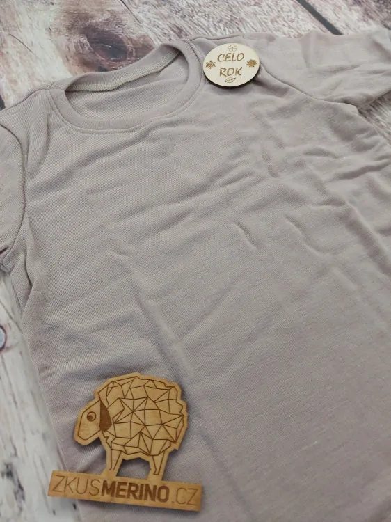 Celoroční MERINO/HEDVÁBÍ tričko Lambio, KR - Pískové