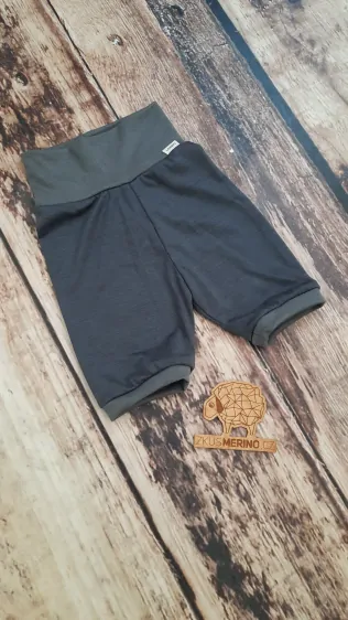 Letní MERINO capri kraťasy Lambio - Tmavě šedé/lem šedý melír