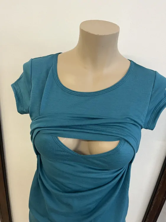 Dámské letní MERINO kojící tričko ZM Basic, KR - Petrol