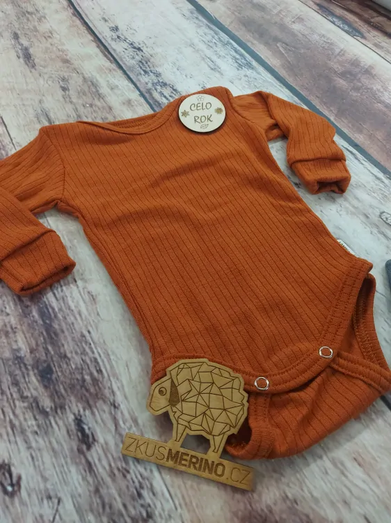 Rostoucí celoroční MERINO body Lambio, DR - Zrzavé žebro