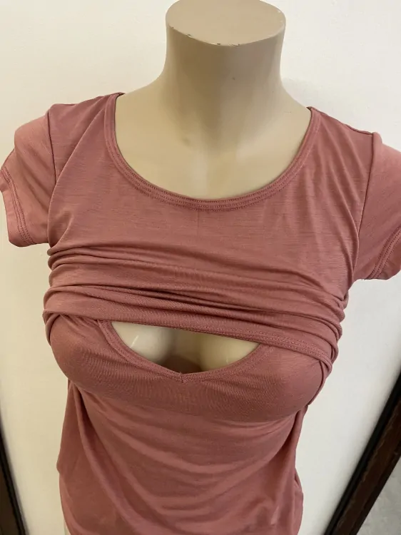 Dámské letní MERINO kojící tričko ZM Basic, KR - Dusty rose 