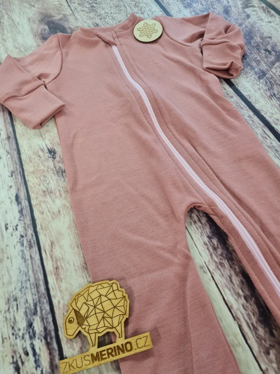 Rostoucí zimní MERINO overal Lambio, DR - Dusty rose