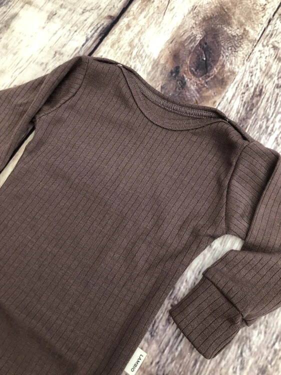 Rostoucí celoroční MERINO body Lambio, DR - Kávové žebro