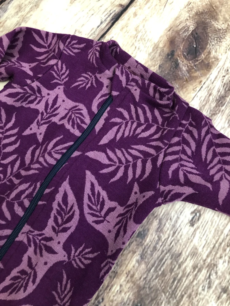 Rostoucí zimní MERINO overal Lambio, DR - Fialové holubičky