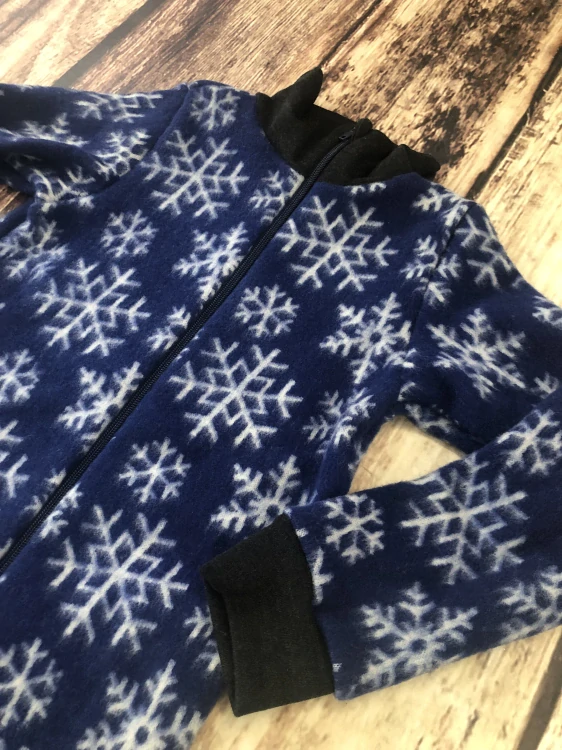 Mikina merino fleece se stojáčkem na zip - modrá vločka