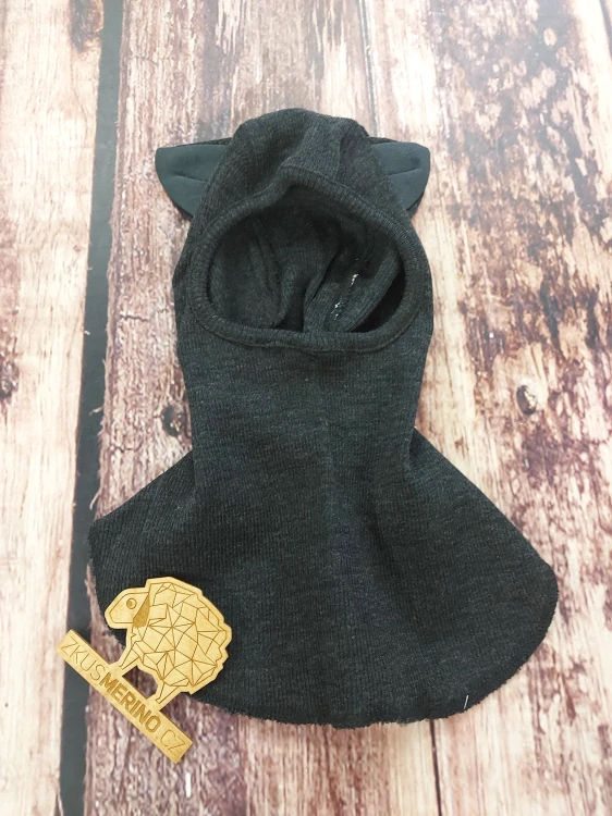 Merino kukla s oušky KITTY ManyMonths - Foggy Black