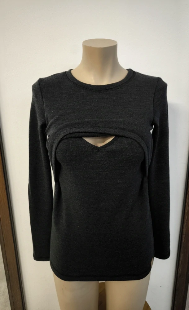 Dámské zimní MERINO kojící tričko ZM Basic, DR - Antracit melé