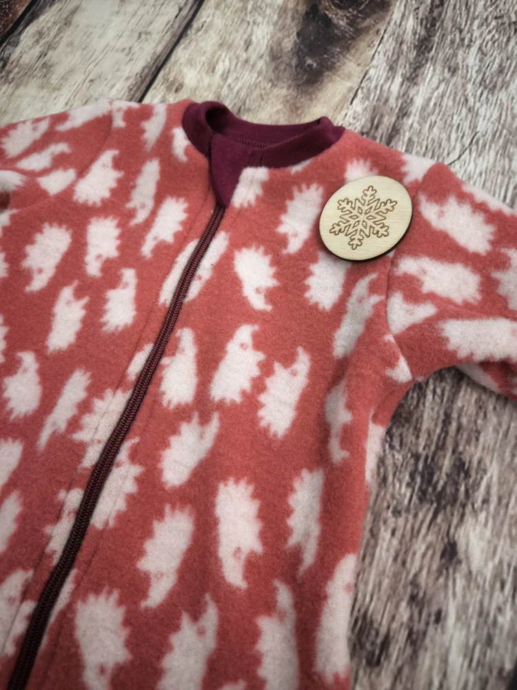 Rostoucí zimní MERINO FLEECE overal Lambio, DR - Červení ježci