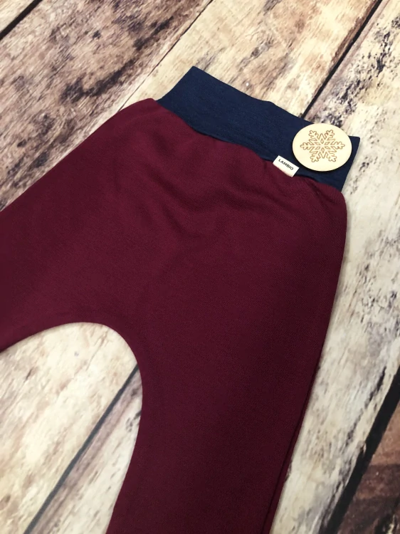 Rostoucí zimní MERINO harémky Lambio -  Javor/navy lem