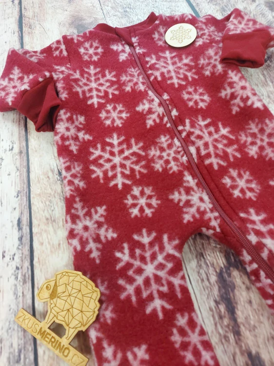 Rostoucí zimní MERINO FLEECE overal Lambio, DR - Bordo vločka