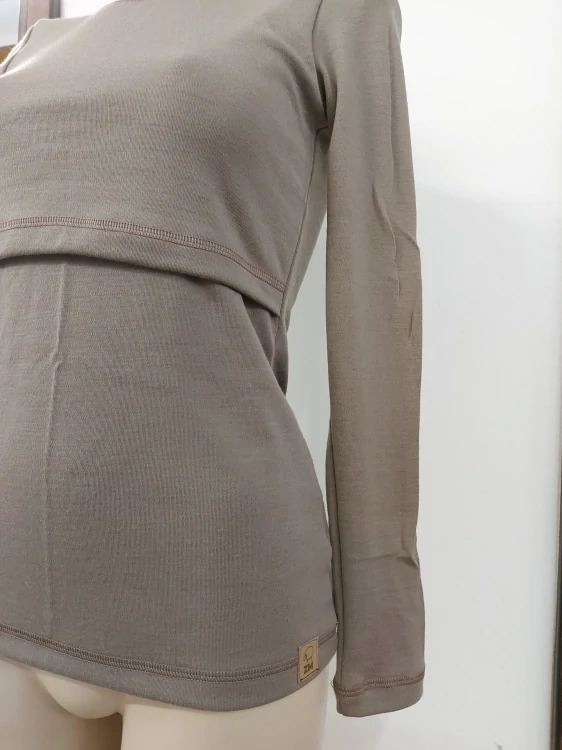 Dámské zimní MERINO kojící tričko ZM Basic, DR - Taupe