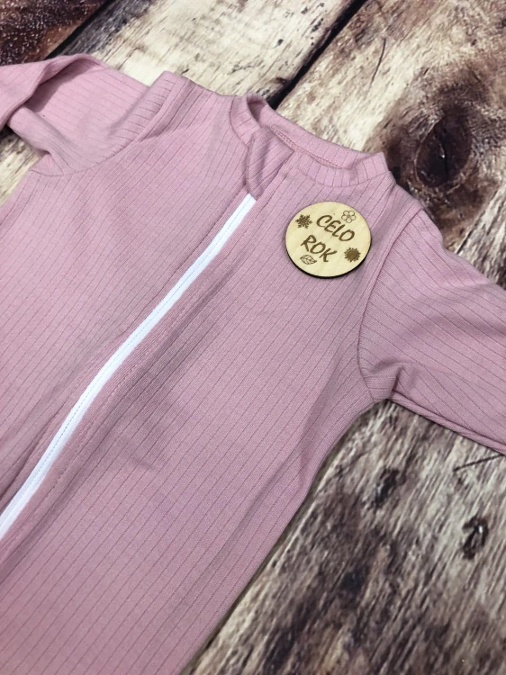 Rostoucí celoroční MERINO overal Lambio, DR - Kouřově růžové žebro, bílý zip