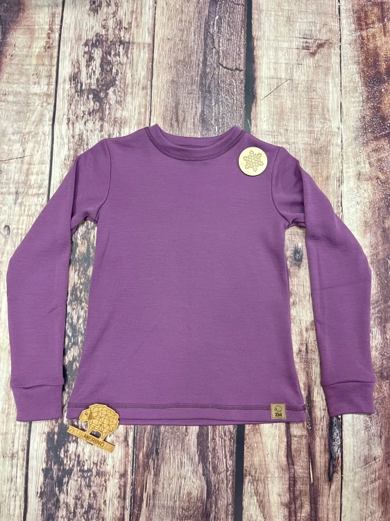 Zimní junior MERINO tričko ZM Basic, DR - fialová