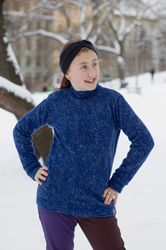 Junior Mikina merino fleece se stojáčkem ZM basic - Modré duny