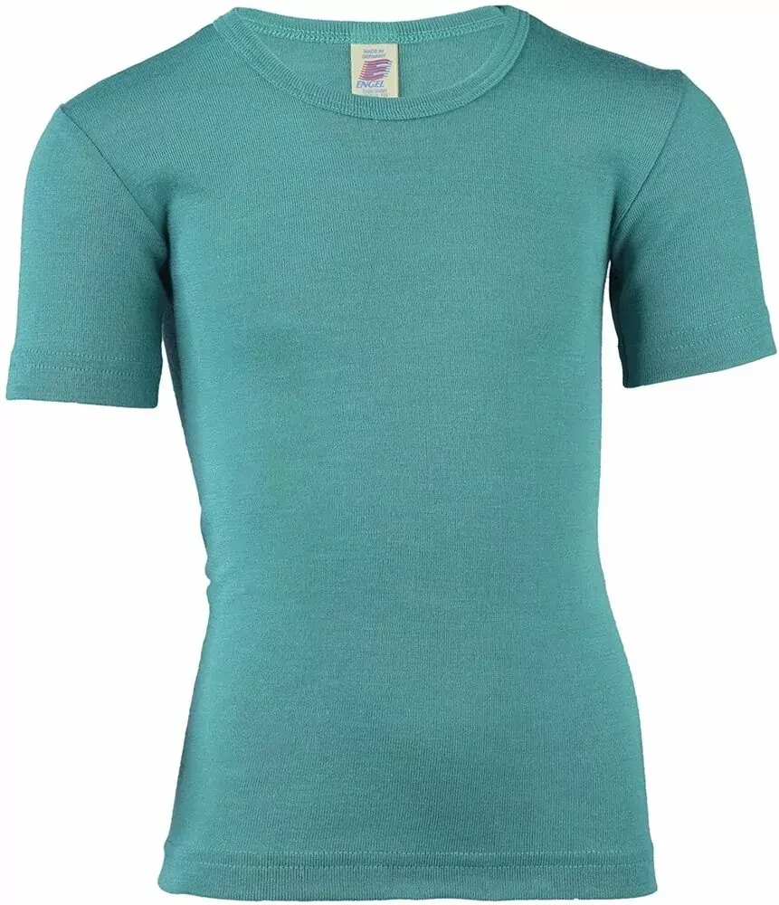 Merino/hedvábí Junior tričko Engel, KR - Ledově modré