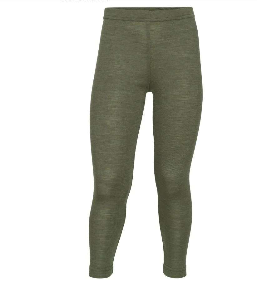 Merino/hedvábí junior legíny Engel - Oliva