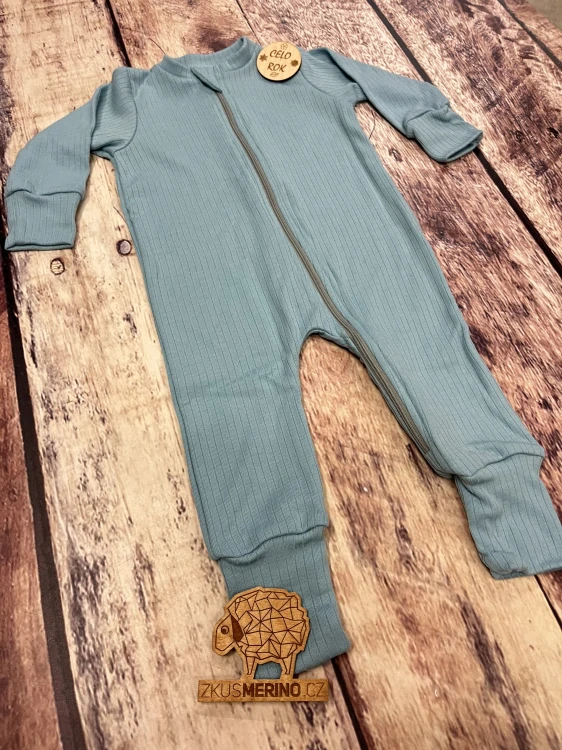 Rostoucí celoroční MERINO overal Lambio, DR - Mint žebro