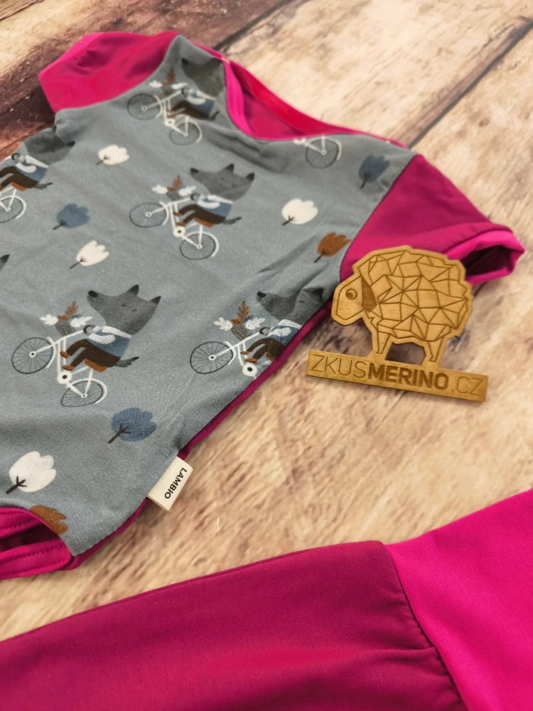 Rostoucí BAMBUSOVÝ komplet Lambio, KR - Vlci/sangria *