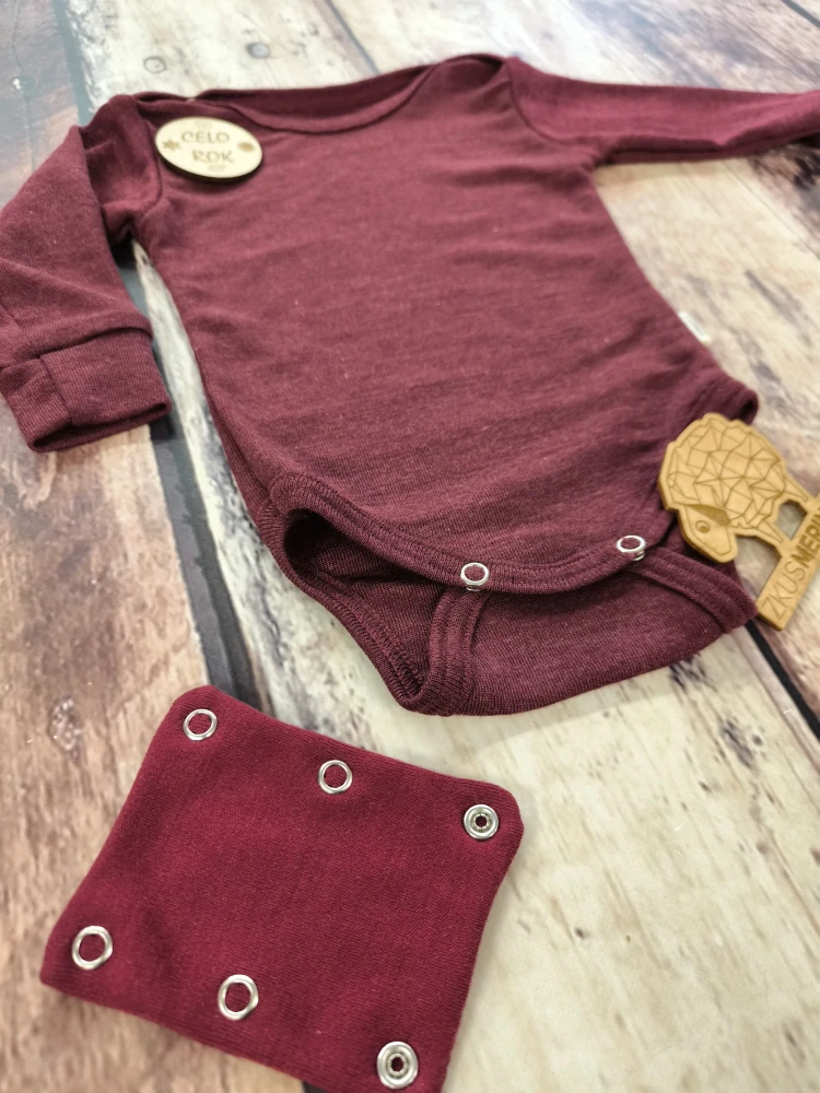 Rostoucí celoroční MERINO/HEDVÁBÍ body Lambio, DR - Bordó*