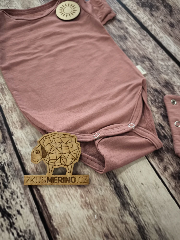 Rostoucí letní MERINO body Lambio, KR - dusty rose*