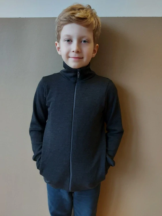 Mikina merino jaro/podzim se stojáčkem na zip Lambio - Antracit